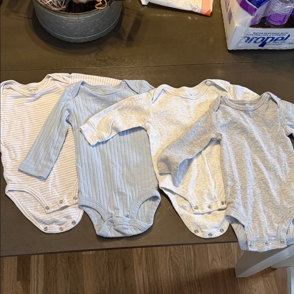 Carter's Soft Gray and Blue Bodysuit Set
